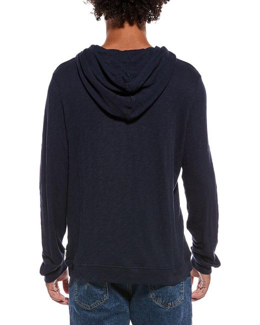 Onia Blue Slub Pullover Hoodie for men
