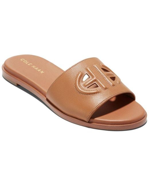Cole Haan Brown Flynn Leather Slide Sandal