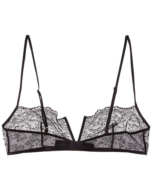 Kiki de Montparnasse Brown La Follie Lace Galloon Silk-Trim Bandeau Bra