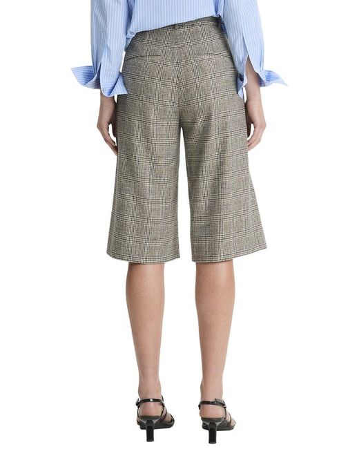 Vince Gray High-Rise Plaid Wool-Blend Short