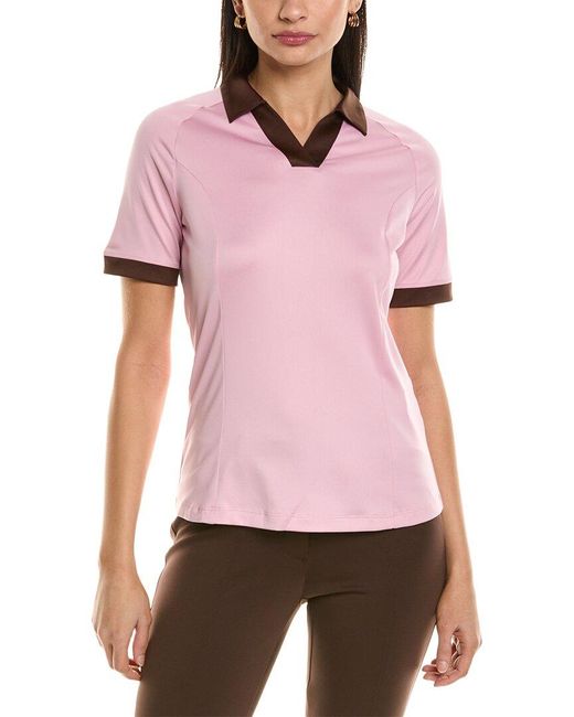 Callaway Apparel Pink V-placket Colorblock Polo Shirt