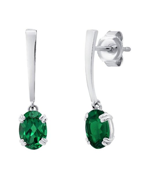 MAX + STONE White Max + Stone 14k 1.24 Ct. Tw. Created Emerald Dangle Earrings