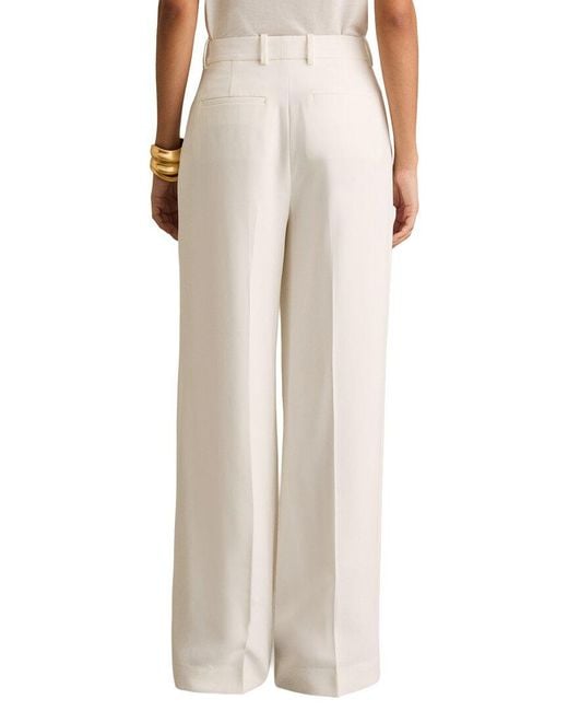 Reiss White Sierra Occasion Crepe Wide Leg Trouser