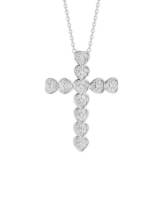 Glaze Jewelry White Silver Cz Cross Necklace