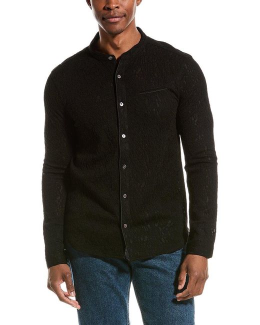 John Varvatos Black Glenn Regular Fit Wool-blend Shirt for men
