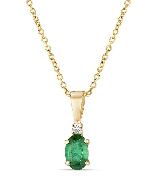 Le Vian Metallic 14k Honey Goldtm 0.33 Ct. Tw. Diamond & Emerald Pendant Necklace
