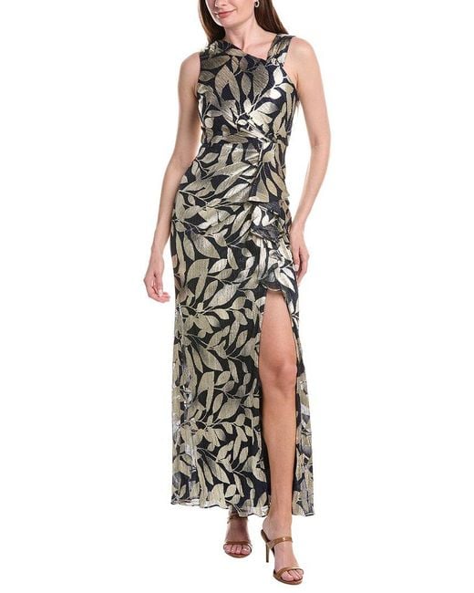 Adrianna Papell Metallic Foil Asymmetric Gown