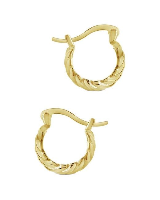 Sterling Forever Metallic 14k Over Silver Croissant Dome Hoops