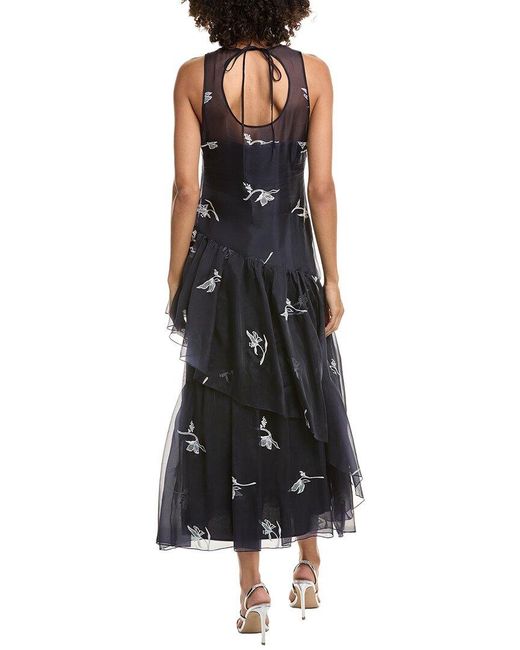 Cinq À Sept Black Roberta Silk Midi Dress