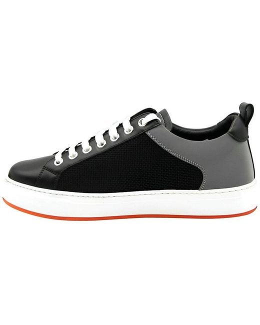 MCM Black Leather & Canvas Sneaker