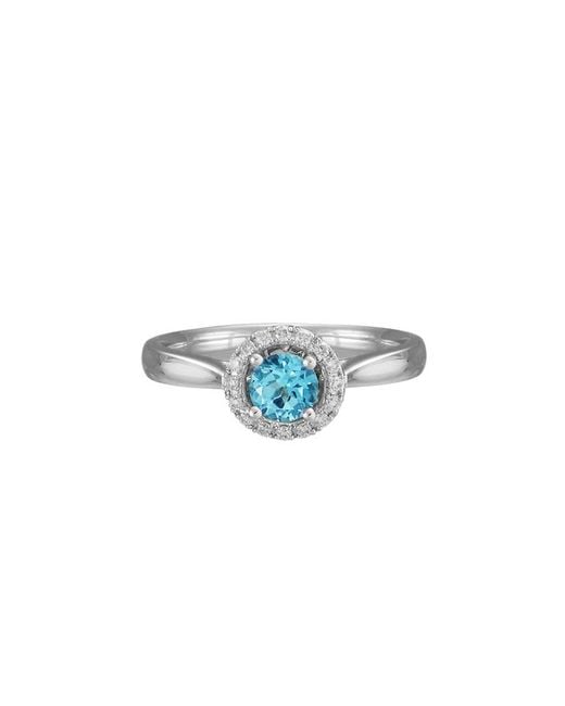 Gemstones Blue 14K Diamond .11 Ct. & .59 Ct. Topaz Ring