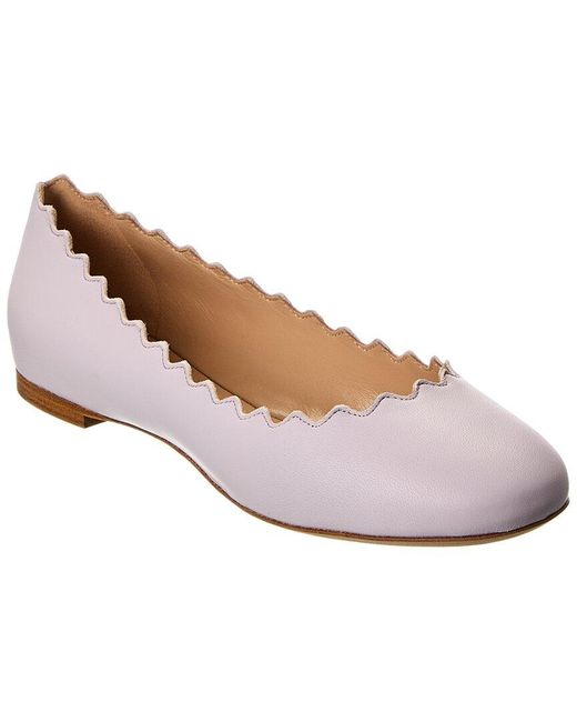 Chloé Pink Lauren Scalloped Leather Ballerina Flat