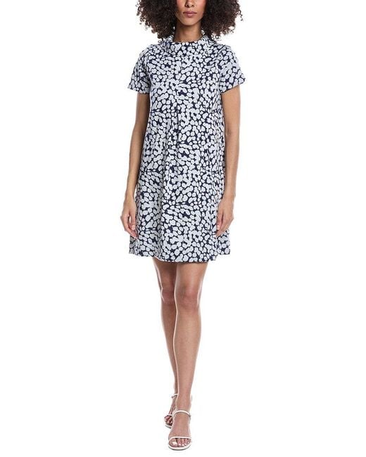 tyler boe Blue Kristen Inverted Pleat Jacquard Mini Dress