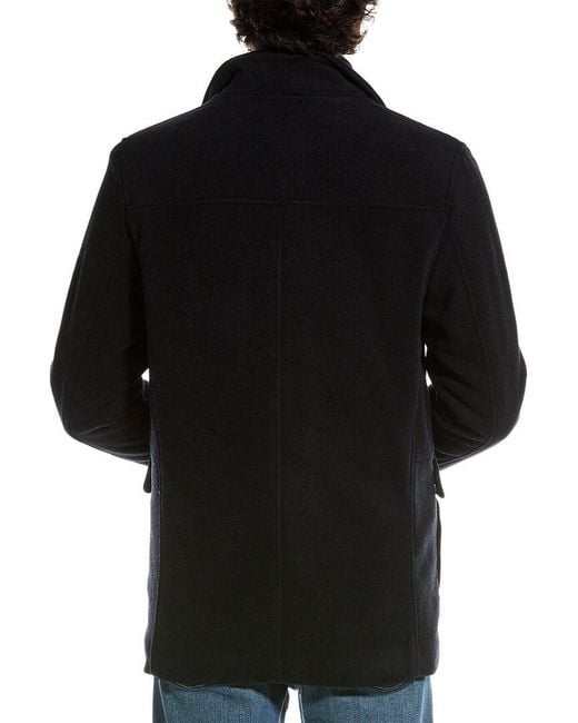 Cole Haan Black Wool-Blend Car Coat for men