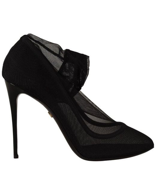 Dolce & Gabbana Black Stretch Sock Leather-trim Bootie