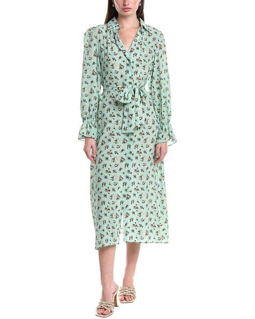Max Mara Green Taffy Silk Midi Dress