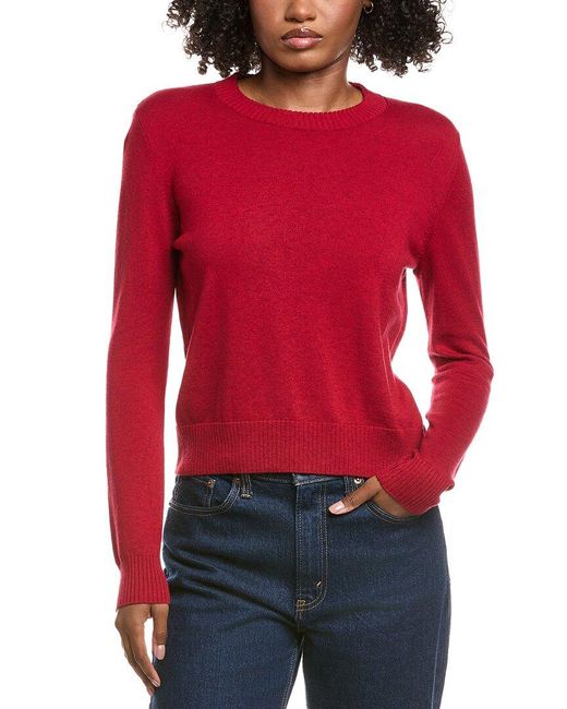 Hannah Rose Red Shrunken Crewneck Cashmere-Blend Sweater