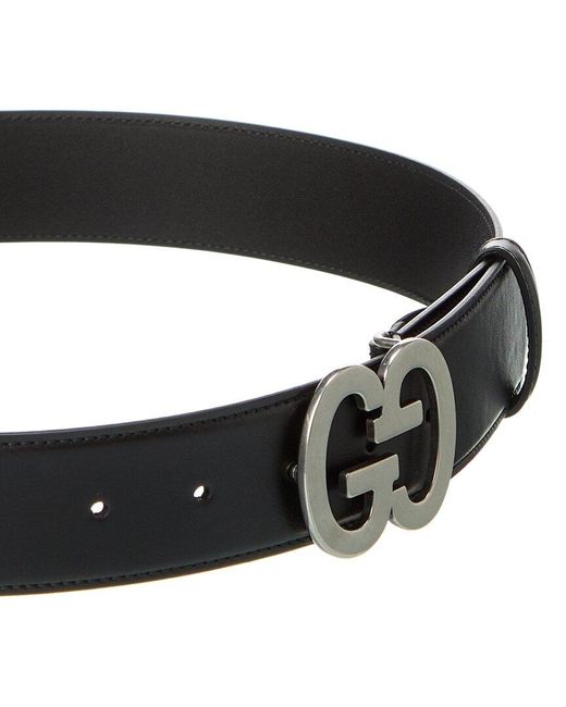 Gucci Black GG Buckle Wide Leather Belt for men