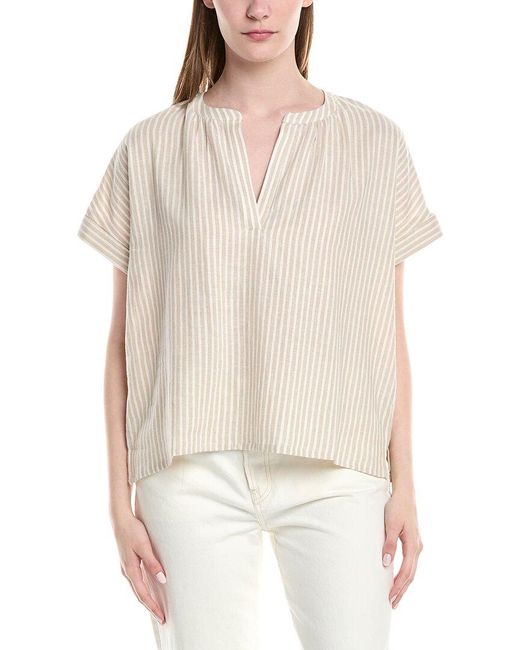 Splendid White Tina Linen-Blend Blouse