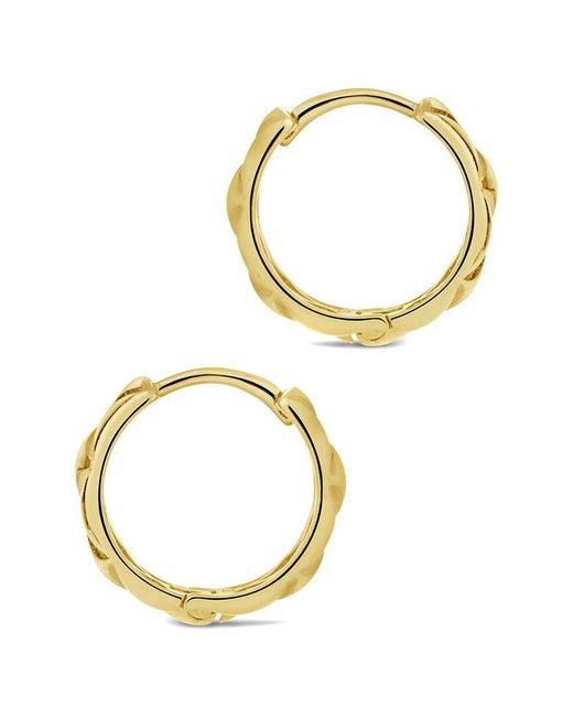 Sterling Forever Metallic 14k Plated Bridget Quilted Micro Hoops