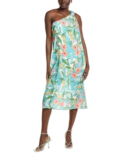 Laundry by Shelli Segal Green One-Shoulder Maxi Dress