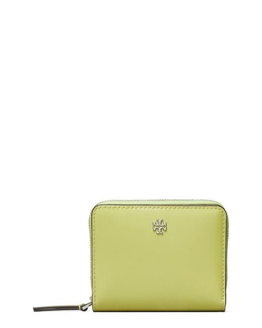 Tory Burch Green Emerson Patent Mini Leather Wallet