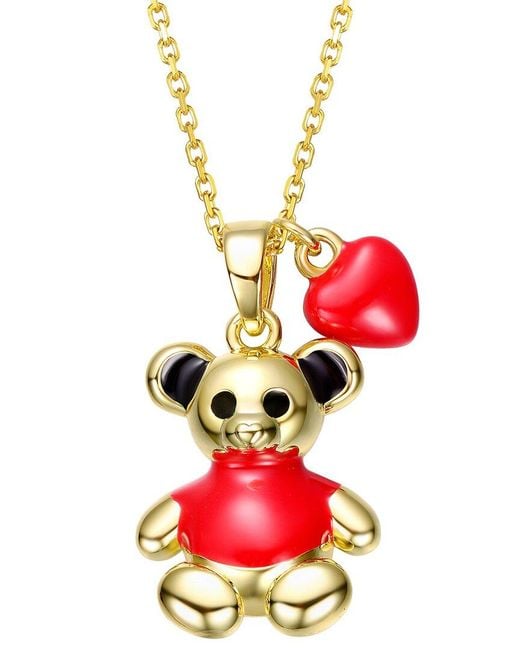 Genevive Jewelry Red Rachel Glauber 14K Plated Pendant Necklace