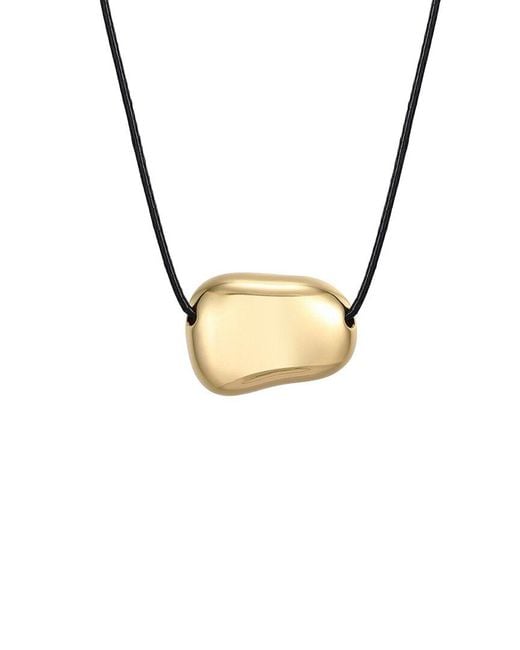 Adornia Metallic 18K Plated Sliding Pebble On A Chord Necklace