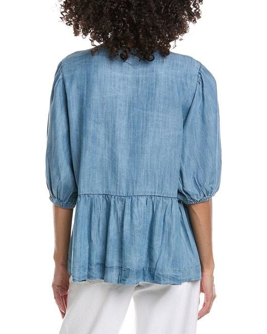Elan Blue Short Sleeve Top