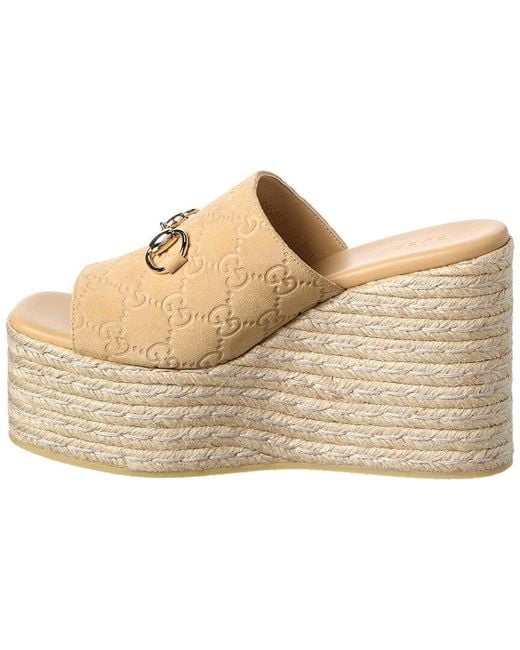 Gucci White Horsebit Suede Espadrille