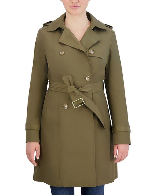 Cole Haan Green Double-breasted Trench Coat