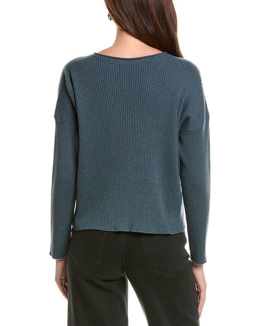 Eileen Fisher Blue Cashmere Knit Sweater