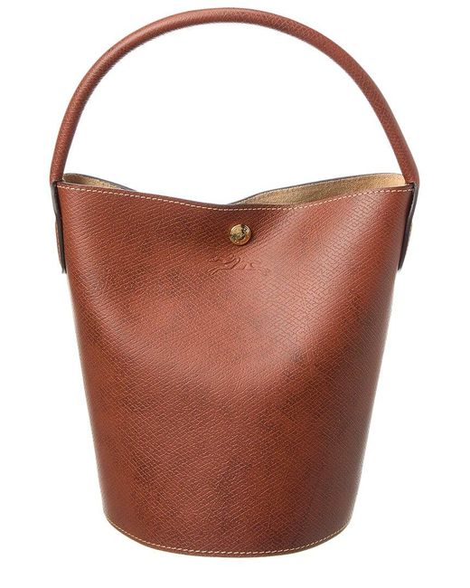 Longchamp Brown Épure Small Leather Bucket Bag