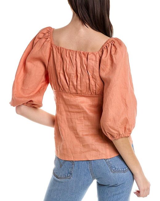 We Are Kindred Orange Lucia Linen Top