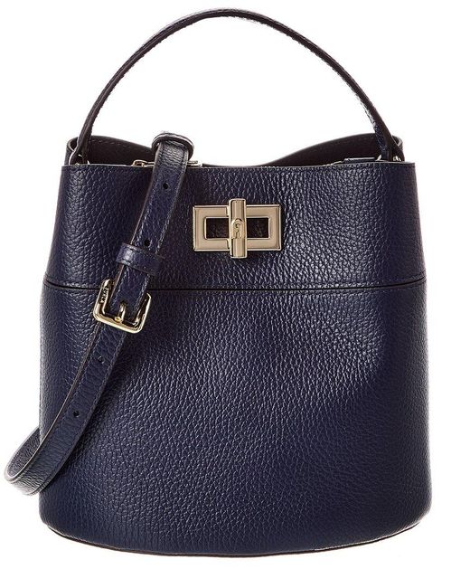 Furla Blue Amelia Leather Bucket Bag