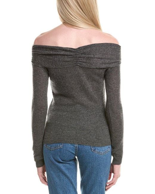 Autumn Cashmere Black Off-The-Shoulder Cashmere Sweater