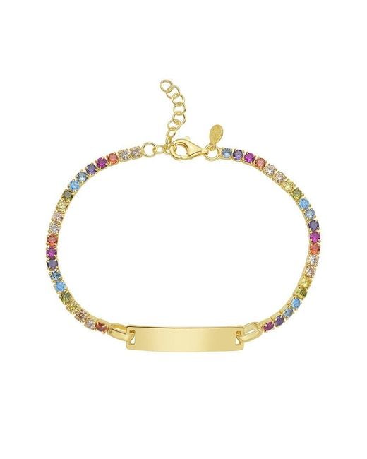 Italian Silver Metallic Italian Over Cz Tennis Id Bracelet