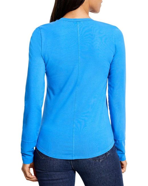 NIC+ZOE Blue Long Sleeve Scoop Neck T-Shirt