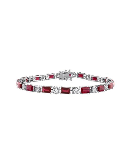 Lab Grown Gemstones White Created Forever 18K 10.08 Ct. Tw. Lab-Grown Diamond & Lab-Grown Ruby Tennis Bracelet