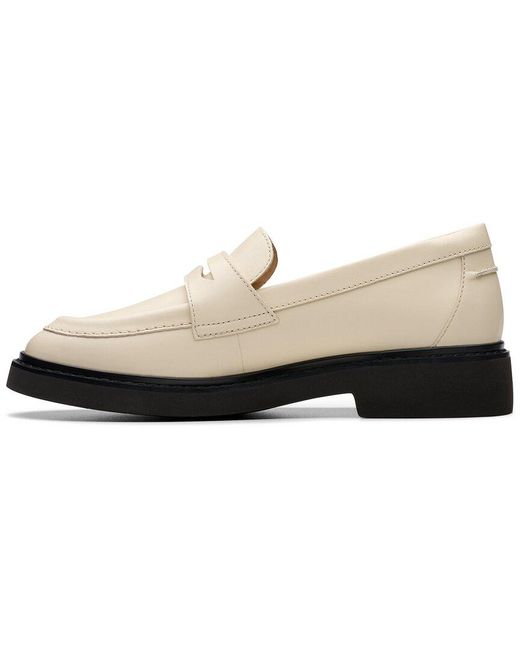 Clarks White Splend Edge Leather Flat