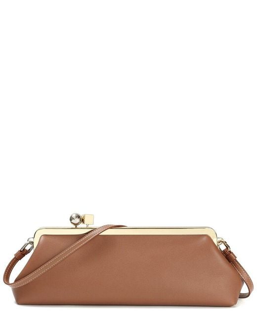 Tiffany & Fred Paris Brown Frame Leather Clutch