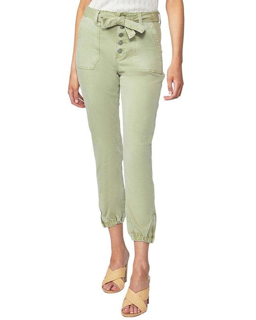 PAIGE Green High Rise Mayslie Self Tie Vintage Light Pistachio Straight Ankle Jean