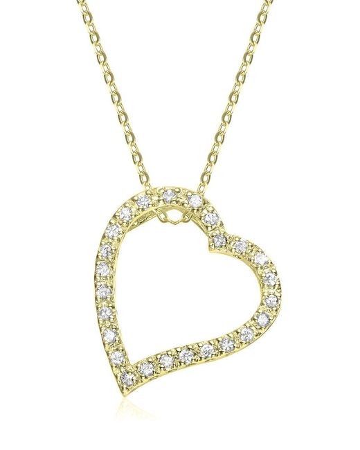 Rachel Glauber Metallic 14k Plated Cz Heart Floating Pendant Necklace