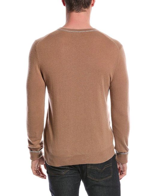 Qi Natural Cashmere Contrast Trim Cashmere Sweater for men
