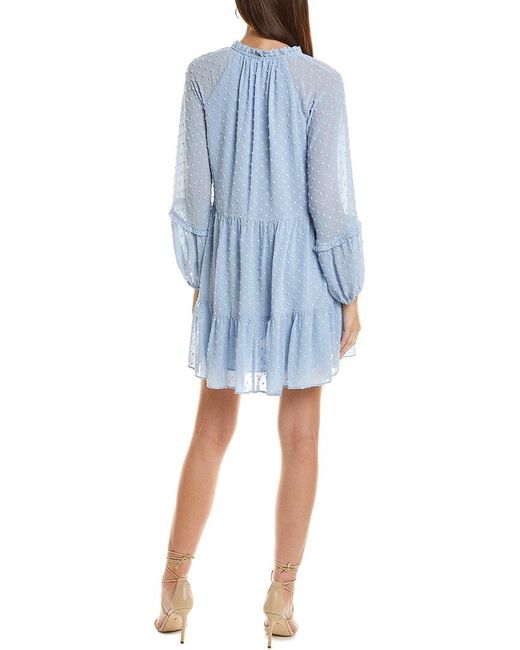 Cece Blue Swiss Dot Babydoll Dress