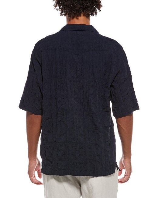 Officine Generale Black Officine Generale Eren Seersucker Shirt for men