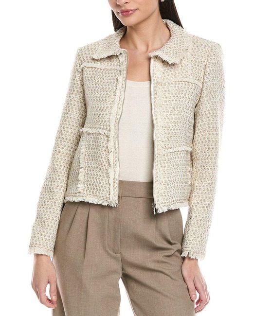 Vince Camuto Natural Fringe Trim Collar Jacket