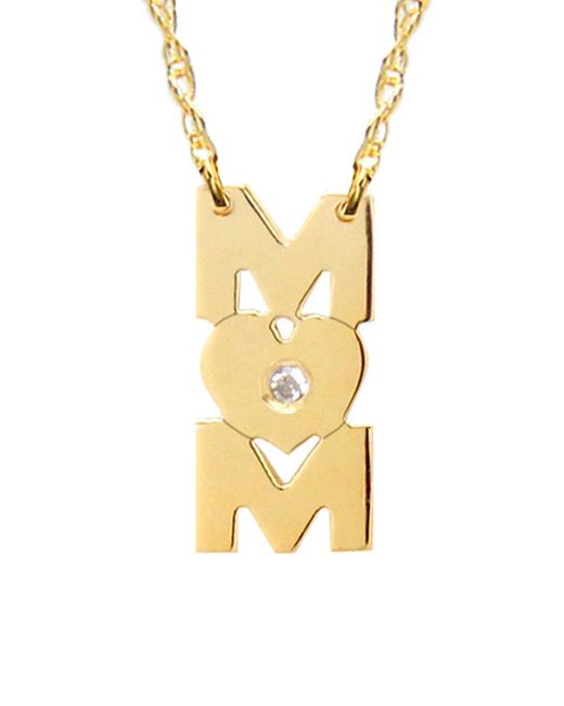 Jane Basch Metallic 14k Diamond Mom Vertical Necklace