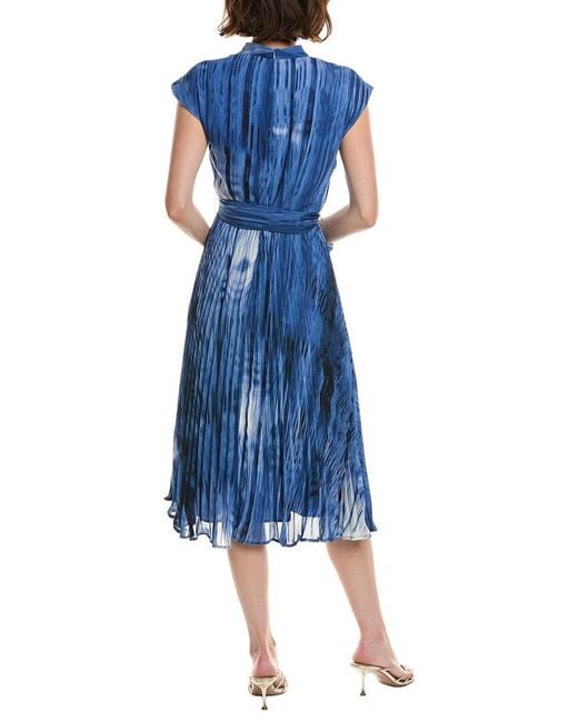 Tahari Blue Sleeveless Midi Dress