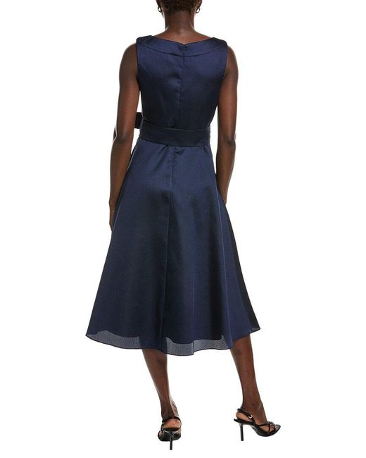 Badgley Mischka Blue Gazar Boatneck Cocktail Dress